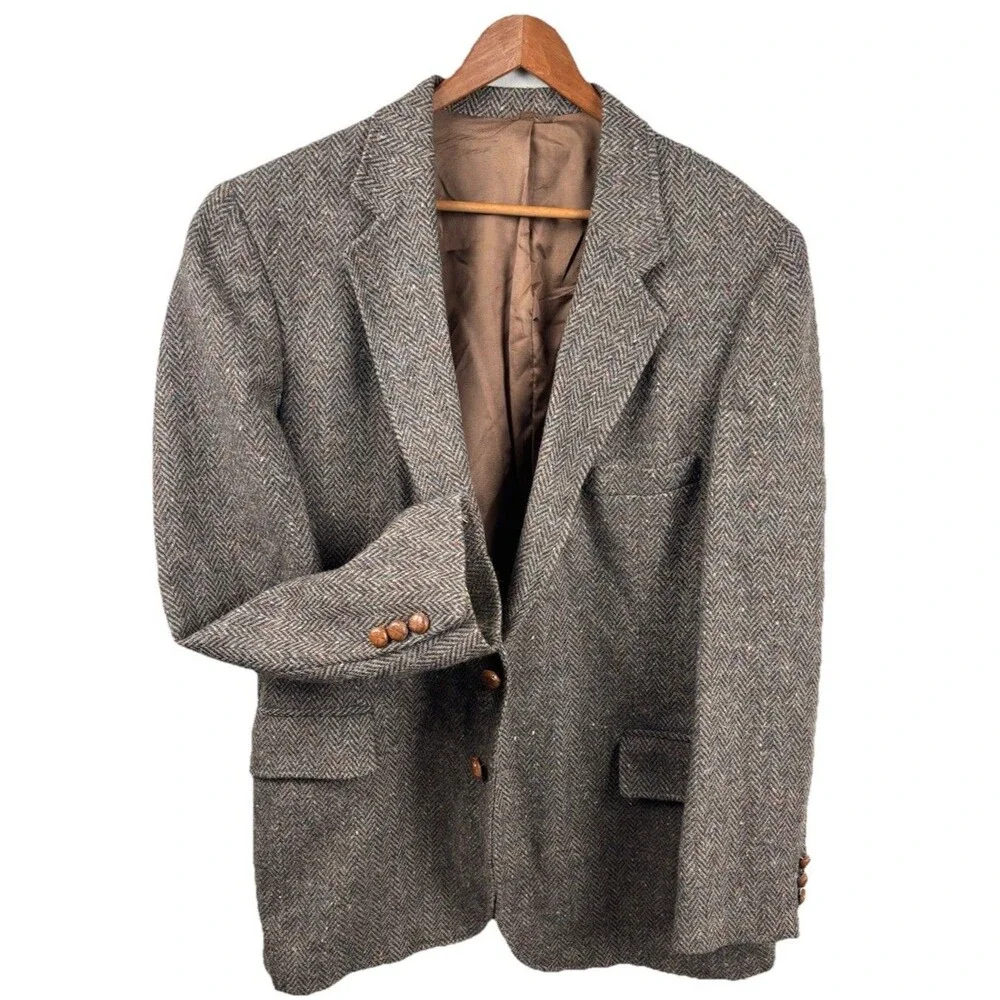 Vintage Levi Strauss Blazer Jacket Men 44R Wool Tweed Sport Coat Herringbone